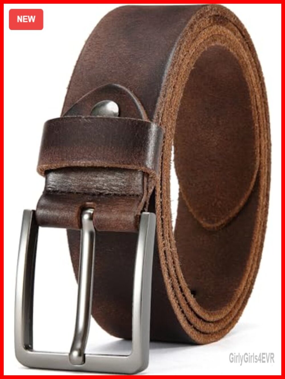 Full Grain Leather Belt 1.5" Wide Handmade Casual Single Prong Buckle